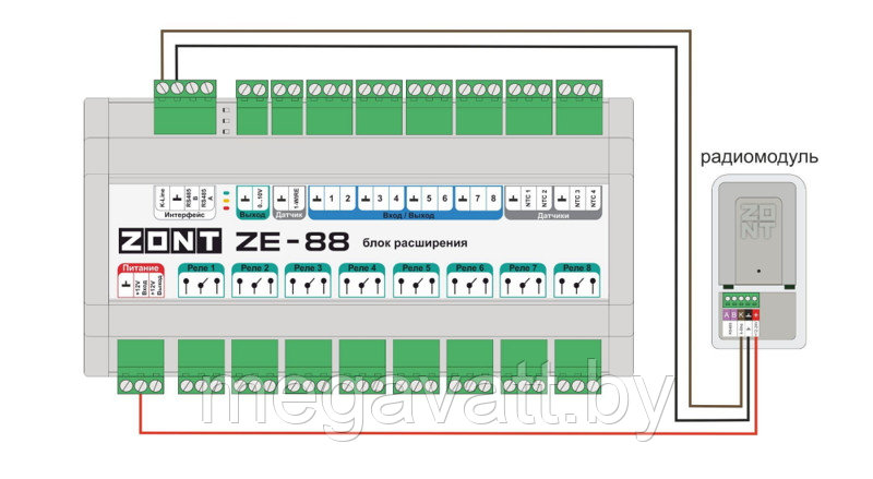 Блок расширения ZONT ZE-88 для контроллеров - фото 2 - id-p219791285