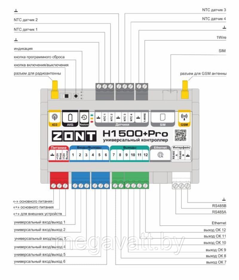 Контроллер ZONT H1500+ PRO - фото 3 - id-p219791293