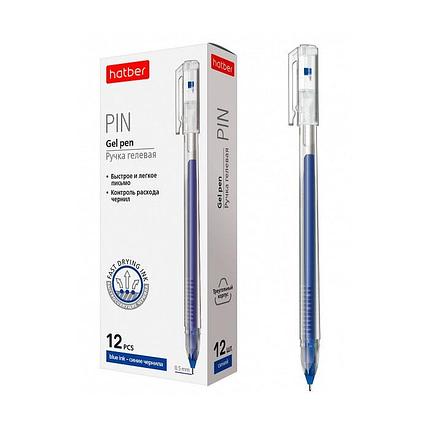 Ручка гелевая Hatber Pin Синяя 0,5 мм трехгранный корпус, фото 2