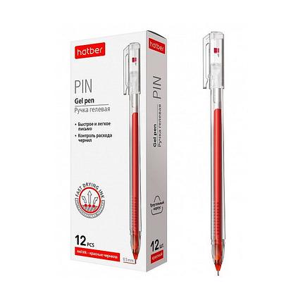 Ручка гелевая Hatber Pin Красная 0,5 мм трехгранный корпус, фото 2