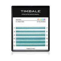 Ресницы цветные TimBale Emerald, Изумрудные, Микс 6 линий (C 0.10 07-12 мм)