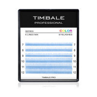 Ресницы цветные TimBale Azure, Лазурные, Микс 6 линий (D 0.07 07-12 мм)