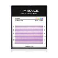 Ресницы цветные TimBale Light Violet, Светло-фиолетовые, Микс 6 линий (D 0.07 07-12 мм)