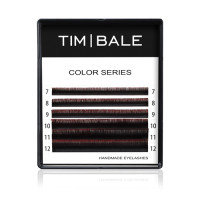 Ресницы цветные омбре TimBale Black-Red, Чёрно-красные, Микс 6 линий (D 0.10 07-12 мм)