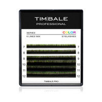 Ресницы цветные омбре TimBale Black-Green, Чёрно-зелёные, Микс 6 линий (D 0.10 07-12 мм)