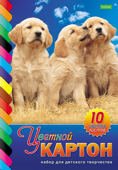 Набор картона цветной Hatber ECO Три щенка, 10 л., 10 цв. А4 - фото 1 - id-p219790891