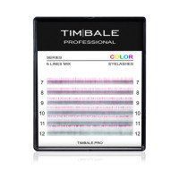 Ресницы двухцветные TimBale Emerald-Pink, Изумрудно-розовые, Микс 6 линий (C 0.07 07-12 мм)