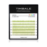 Ресницы двухцветные TimBale Ice-Green, Бело-зелёные, Микс 6 линий (D 0.07 07-12 мм)