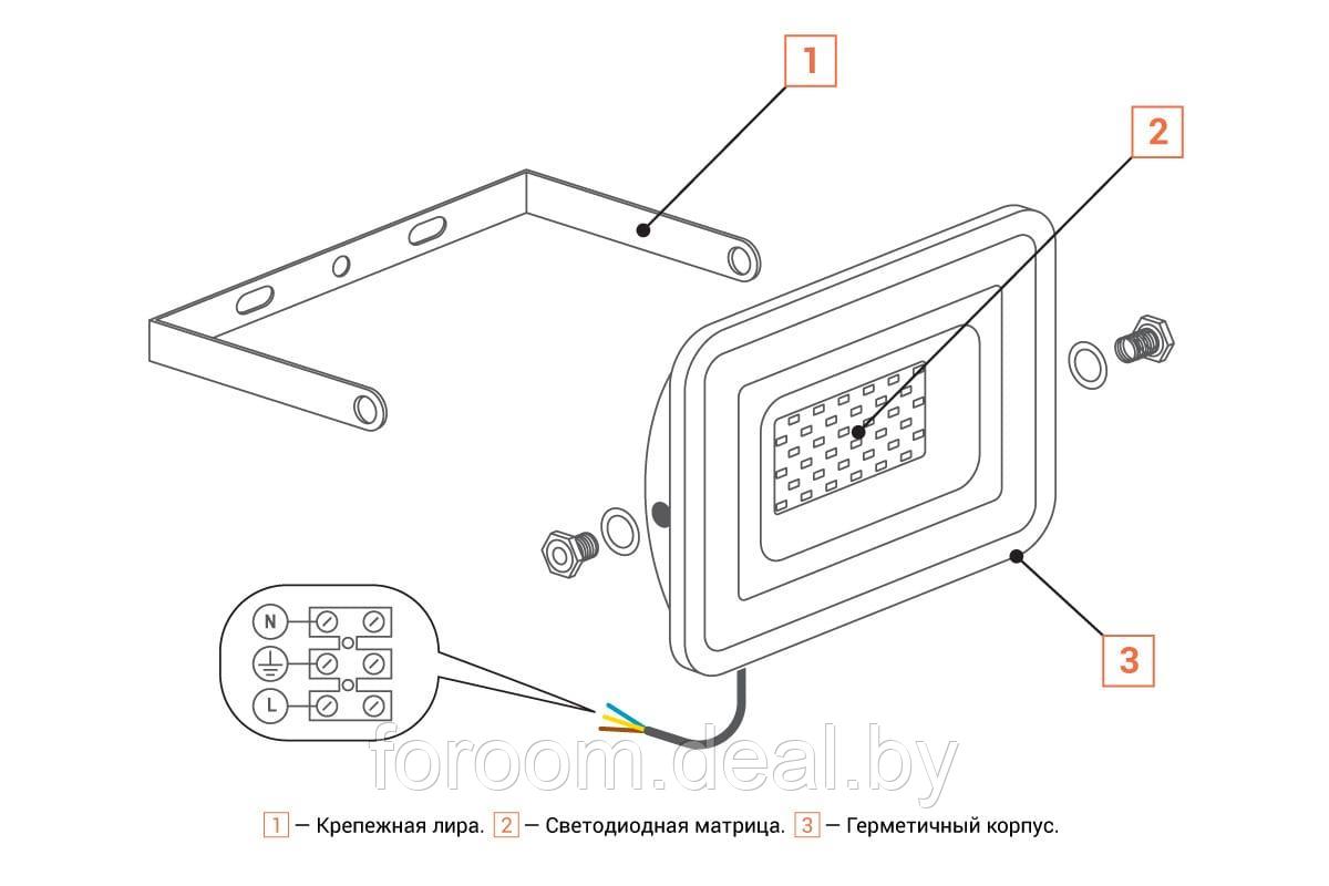 Прожектор WOLTA WFL-50W/06W LED 5700K 50Вт SMD IP65 4500Лм, белый 1/10 - фото 1 - id-p219788339