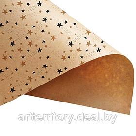 Бумага оберточная "Звёзды" Крафт-бумага, 80гр/м2, 600х840мм