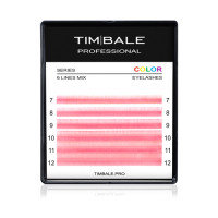 Ресницы цветные TimBale Pink, Розовые, Микс 6 линий (D 0.07 09-14 мм)