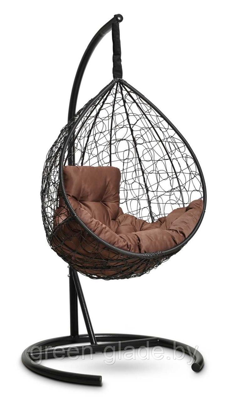 Подвесное кресло-кокон SEVILLA COMFORT ротанг черный, подушка шоколад