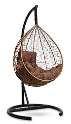 Подвесное кресло-кокон SEVILLA COMFORT ротанг горячий шоколад, подушка шоколад