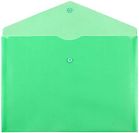 Папка-конверт пластиковая на кнопке «Бюрократ» Economy А4+ толщина пластика 0,10 мм, зеленая