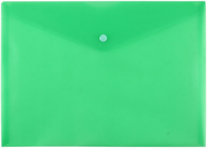 Папка-конверт пластиковая на кнопке «Бюрократ» Economy А4+ толщина пластика 0,10 мм, зеленая - фото 2 - id-p219788266