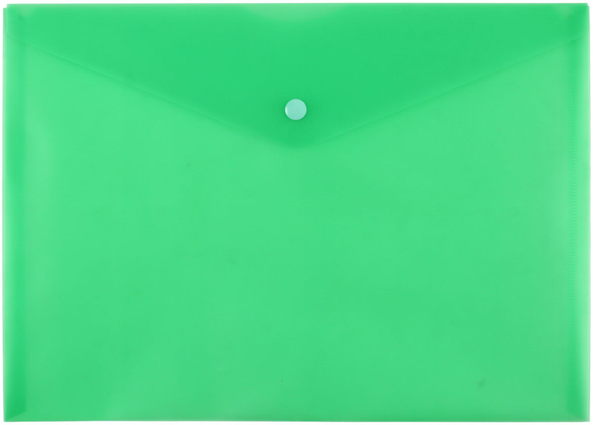Папка-конверт пластиковая на кнопке «Бюрократ» Economy А4+ толщина пластика 0,10 мм, зеленая - фото 3 - id-p219788266