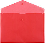 Папка-конверт пластиковая на кнопке «Бюрократ» Economy А4+ толщина пластика 0,10 мм, красная