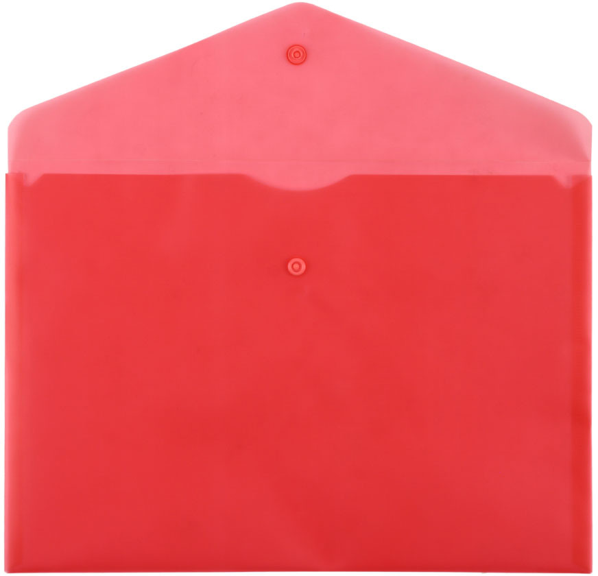 Папка-конверт пластиковая на кнопке «Бюрократ» Economy А4+ толщина пластика 0,10 мм, красная - фото 1 - id-p219788267