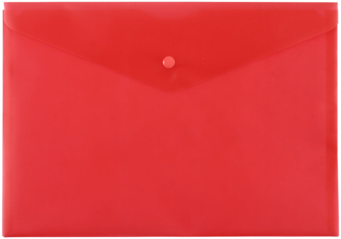 Папка-конверт пластиковая на кнопке «Бюрократ» Economy А4+ толщина пластика 0,10 мм, красная - фото 2 - id-p219788267