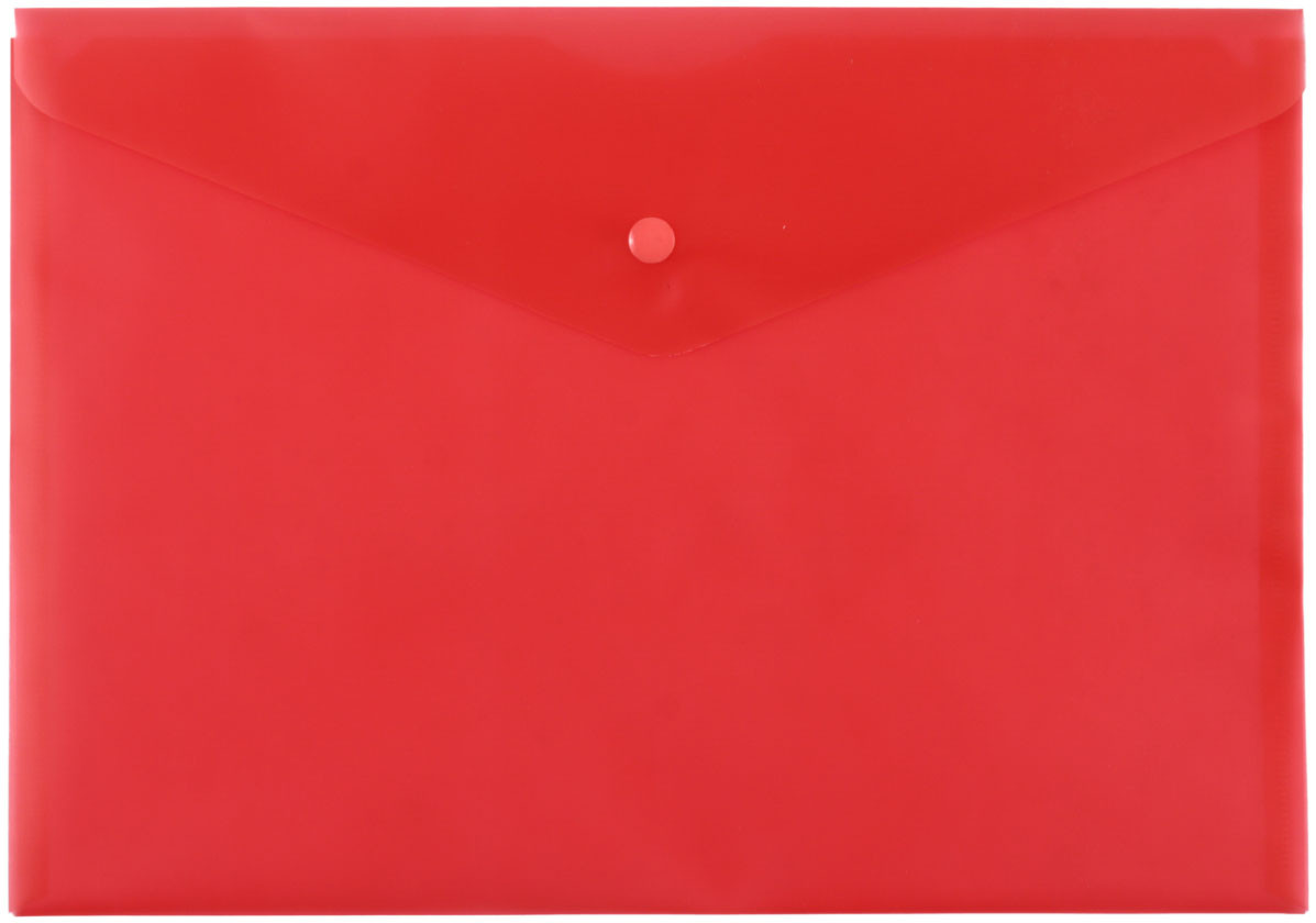 Папка-конверт пластиковая на кнопке «Бюрократ» Economy А4+ толщина пластика 0,10 мм, красная - фото 3 - id-p219788267