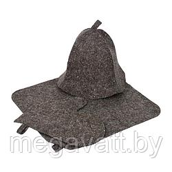 Набор из 3-х предметов (шапка, коврик, рукавица) серый Hot Pot войлок
