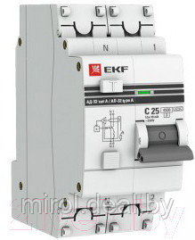 Дифференциальный автомат EKF PROxima АД-32 1P+N 40А/30мА / DA32-40-30-pro - фото 2 - id-p219803377