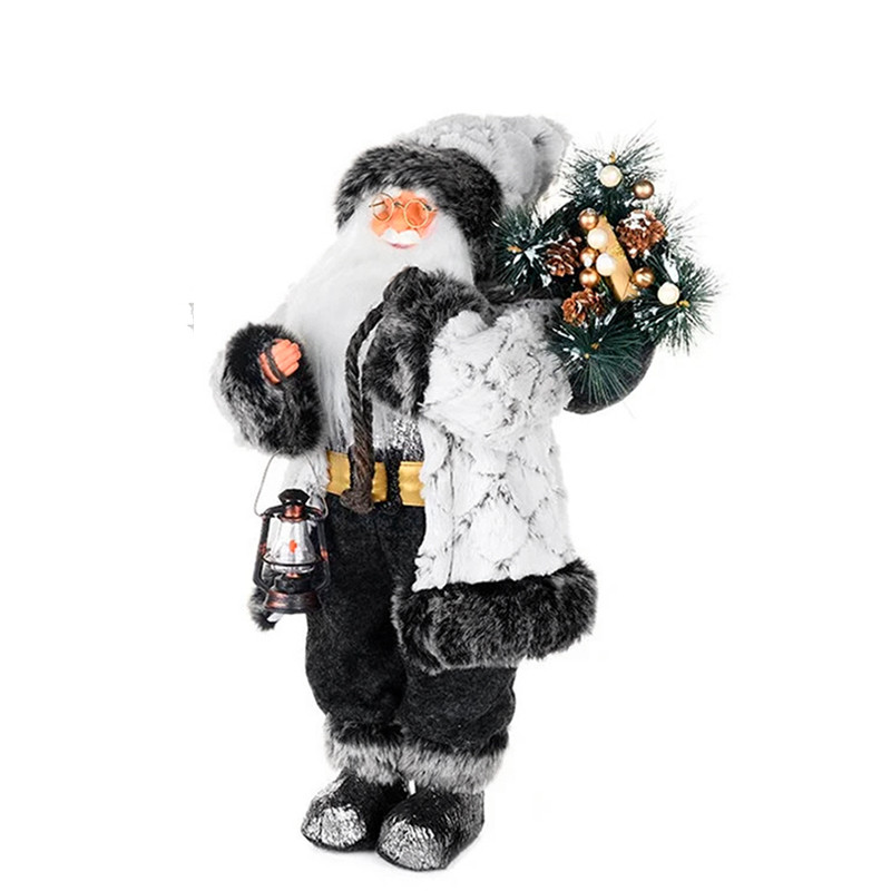 Дед Мороз в белой шубке с фонариком и хворостом, 30 см (21842-30) - фото 1 - id-p219790585
