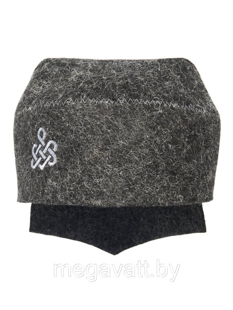 Шапка банная «Бандана» с вышивкой войлок серый - фото 1 - id-p219792076