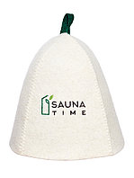 Шапка банная с вышивкой «Sauna time» войлок белый