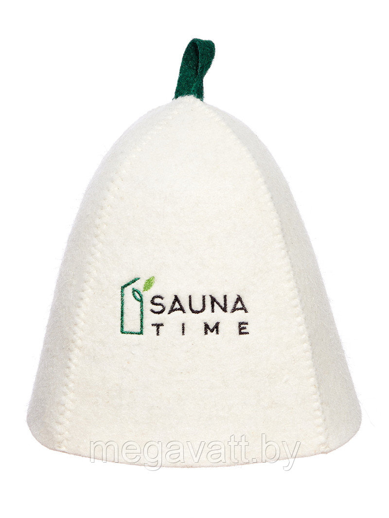 Шапка банная с вышивкой «Sauna time» войлок белый - фото 1 - id-p219792100