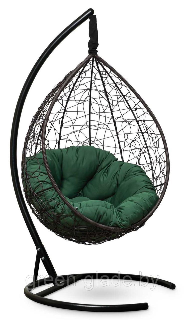 Подвесное кресло-кокон SEVILLA VERDE ротанг коричневый, подушка зеленая