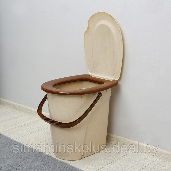 Ведро-туалет, h = 40 см, 24 л, съёмный стульчак, бежевое - фото 1 - id-p219813045