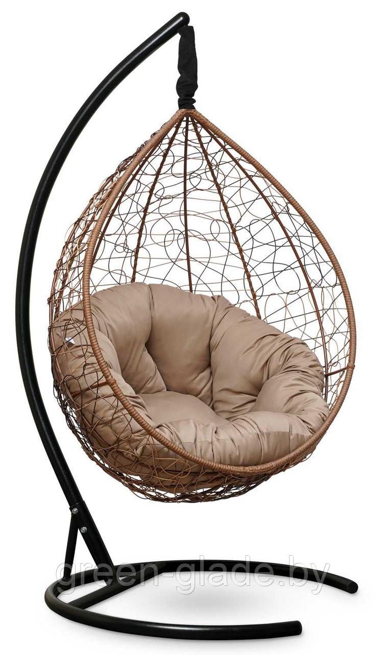 Подвесное кресло-кокон SEVILLA VERDE ротанг горячий шоколад, подушка бежевая