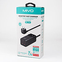 Настольный блок питания GAN устройство Mivo MС-751, 75W AC+2 USB+ 3 Type-C