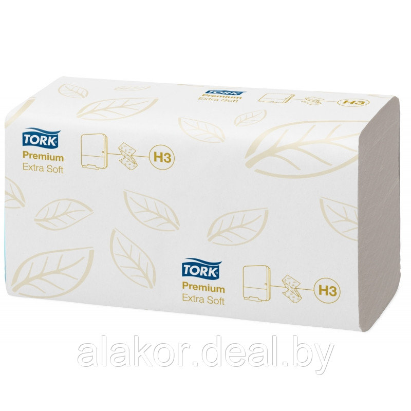 Полотенца бумажные TORK Premium ZZ ультрамягкие, Н3, 250 л, H2, листовые, цвет серый, с тиснением, 2 слоя - фото 1 - id-p219812850