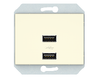 USB зарядное устройство двухместное 2xUSB 3,4 А без рамки, слоновая кость