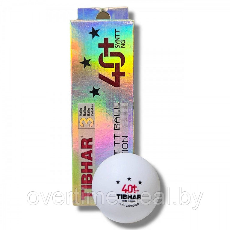 Мяч для настольного тенниса TIBHAR 3*** 40+ SYNTT NG seamless 3 balls white арт 15386