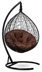 Подвесное кресло-кокон SEVILLA VERDE ротанг черный, подушка шоколад