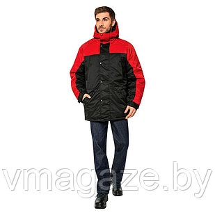Куртка утепленная зимняя Русская Аляска (цвет черный с красным)