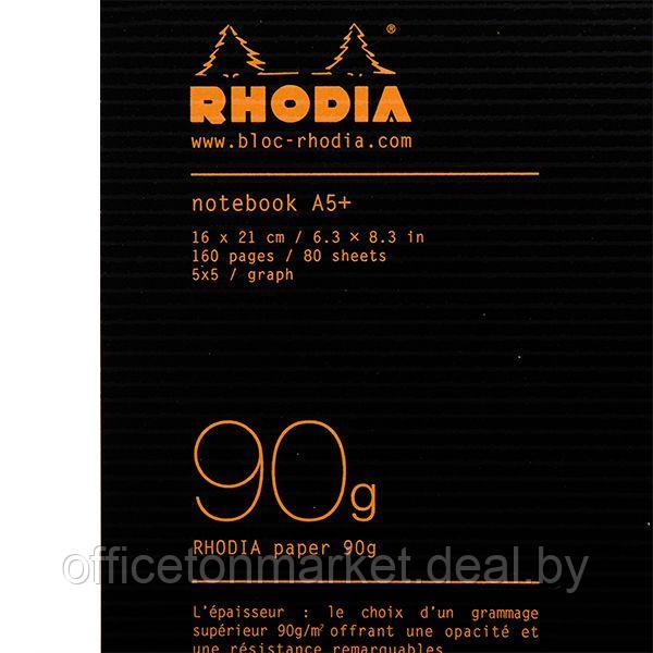 Блокнот "Rhodia", A5+, 80 листов, клетка, черный - фото 2 - id-p219812375