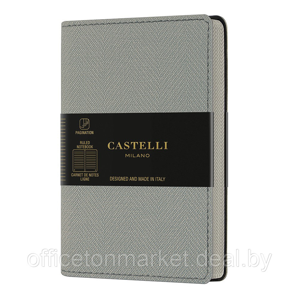 Блокнот Castelli Milano "Harris Oyster Grey", A6, 96 листов, линованный, серый