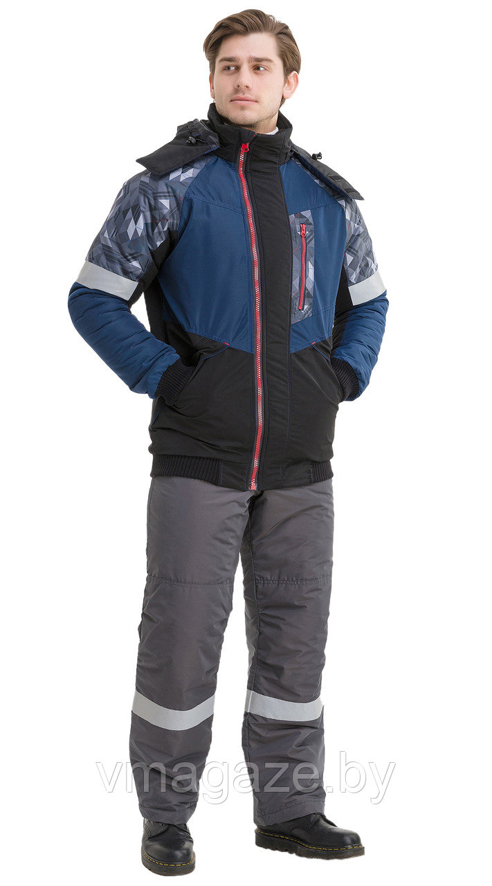 Куртка утепленная зимняя Конструктор (цвет синий с черным) - фото 3 - id-p219827817