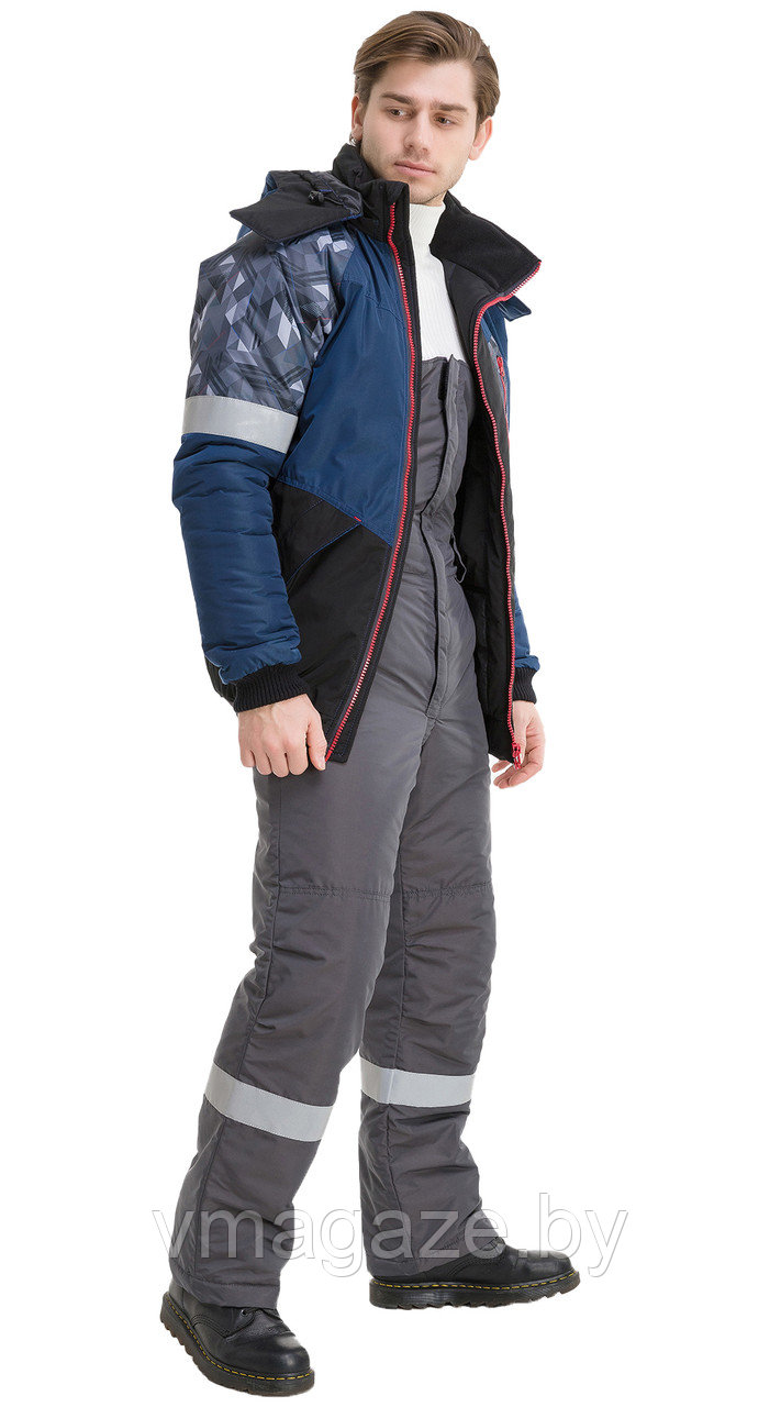 Куртка утепленная зимняя Конструктор (цвет синий с черным) - фото 4 - id-p219827817