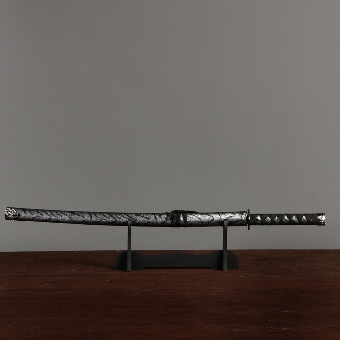 Сувенирное оружие «Катана на подставке», серые ножны под зебру, 89см - фото 1 - id-p219825977