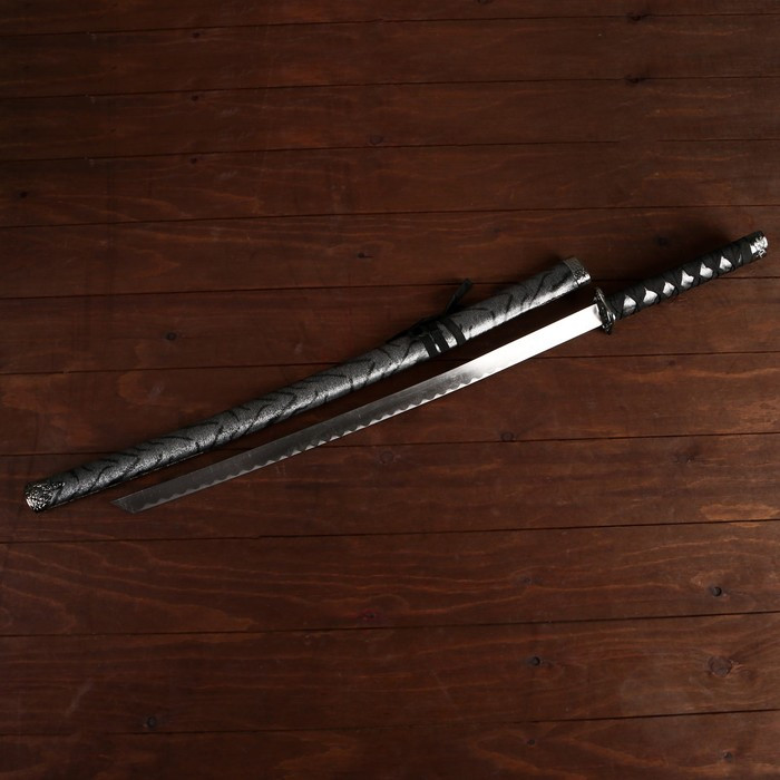 Сувенирное оружие «Катана на подставке», серые ножны под зебру, 89см - фото 2 - id-p219825977