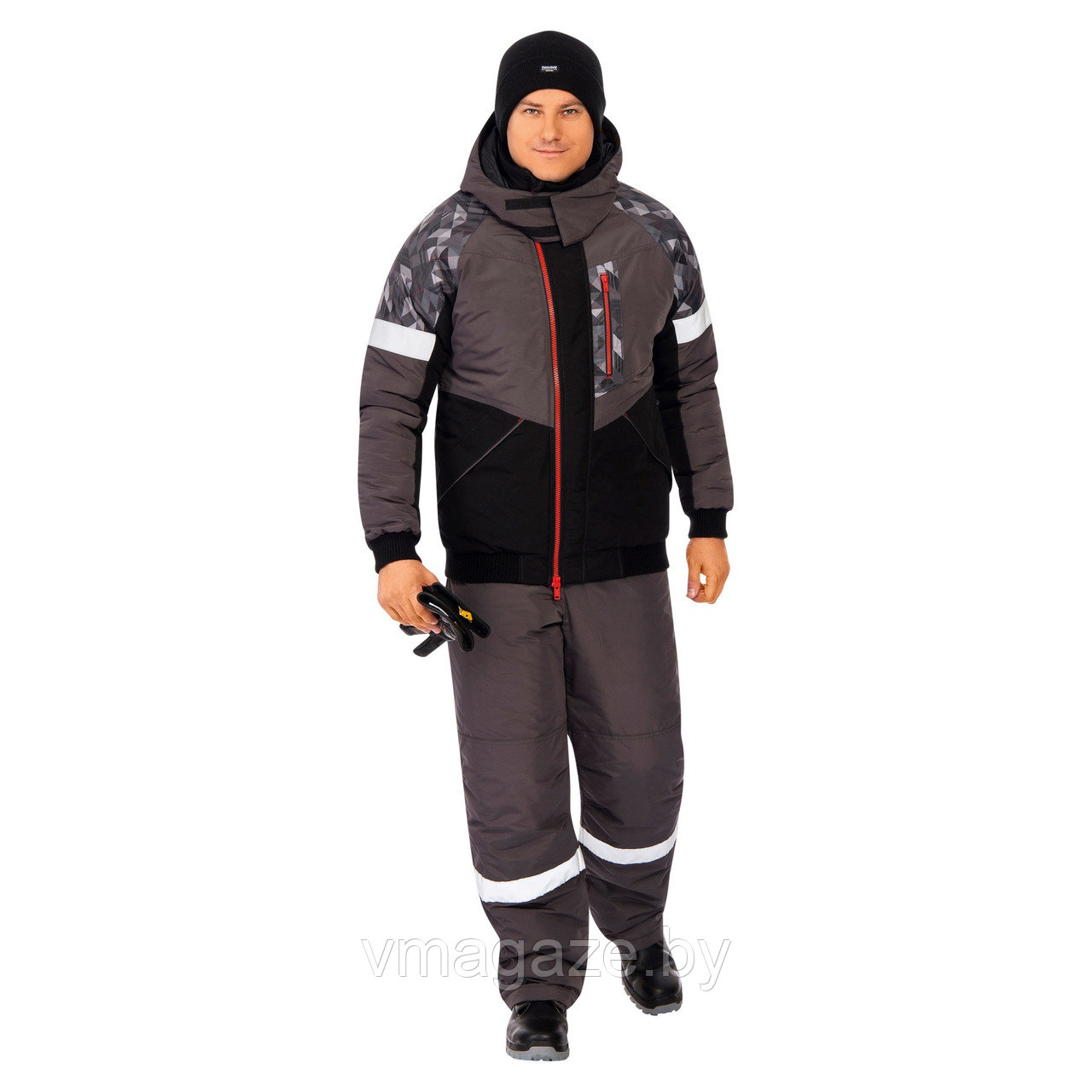 Куртка утепленная зимняя Конструктор (цвет серый с черным) - фото 1 - id-p219828004