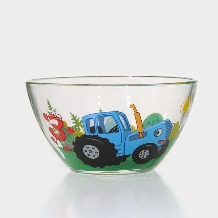 Набор стеклянной посуды «Синий трактор. Цифры», 3 предмета: кружка 250 мл, тарелка 19.5 см, салатник 13 см - фото 6 - id-p219828200