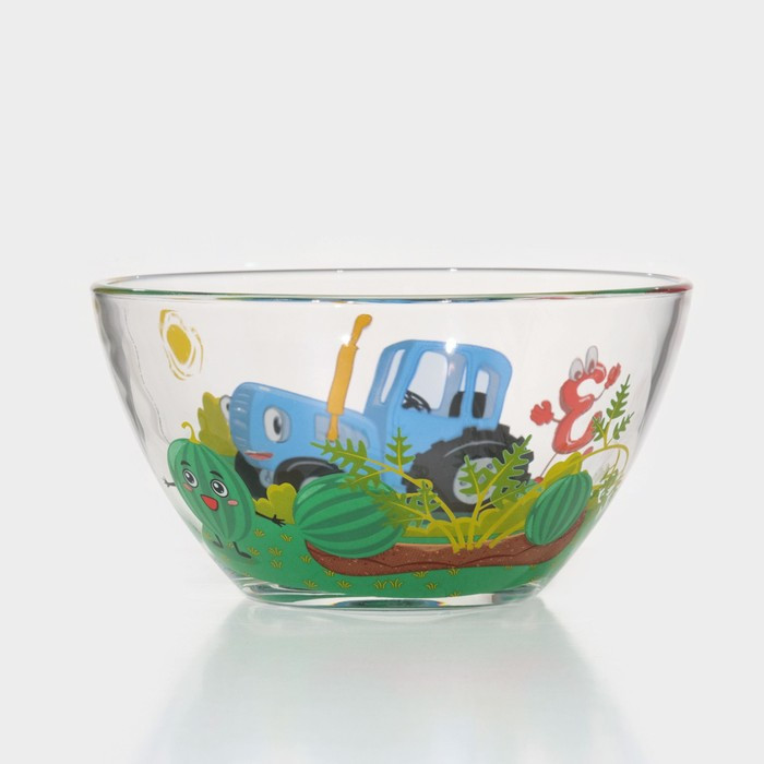 Набор стеклянной посуды «Синий трактор. Цифры», 3 предмета: кружка 250 мл, тарелка 19.5 см, салатник 13 см - фото 7 - id-p219828200