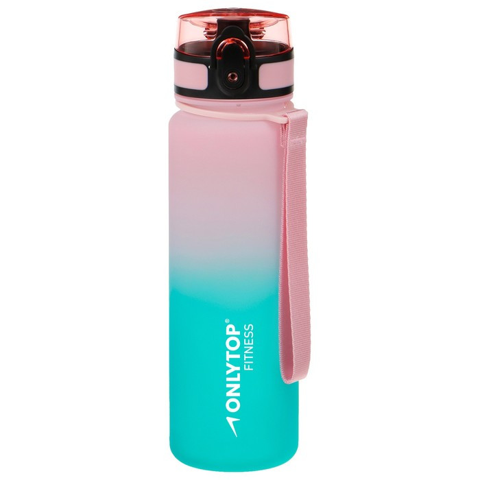 Бутылка спортивная для воды Onlytop Fitness Gradien, 500 мл, цвет розово-бирюзовый - фото 5 - id-p219829540