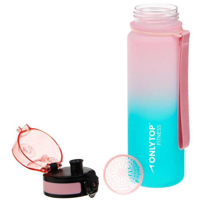 Бутылка спортивная для воды Onlytop Fitness Gradien, 500 мл, цвет розово-бирюзовый - фото 7 - id-p219829540